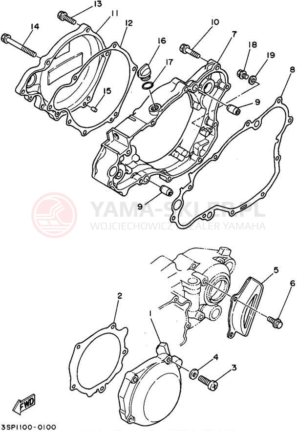 Schemat "Pokrywa silnika" do Yamaha YZ250G1