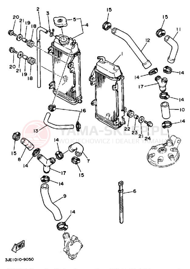Schemat "Układ chlodzenia" do Yamaha YZ250WRW