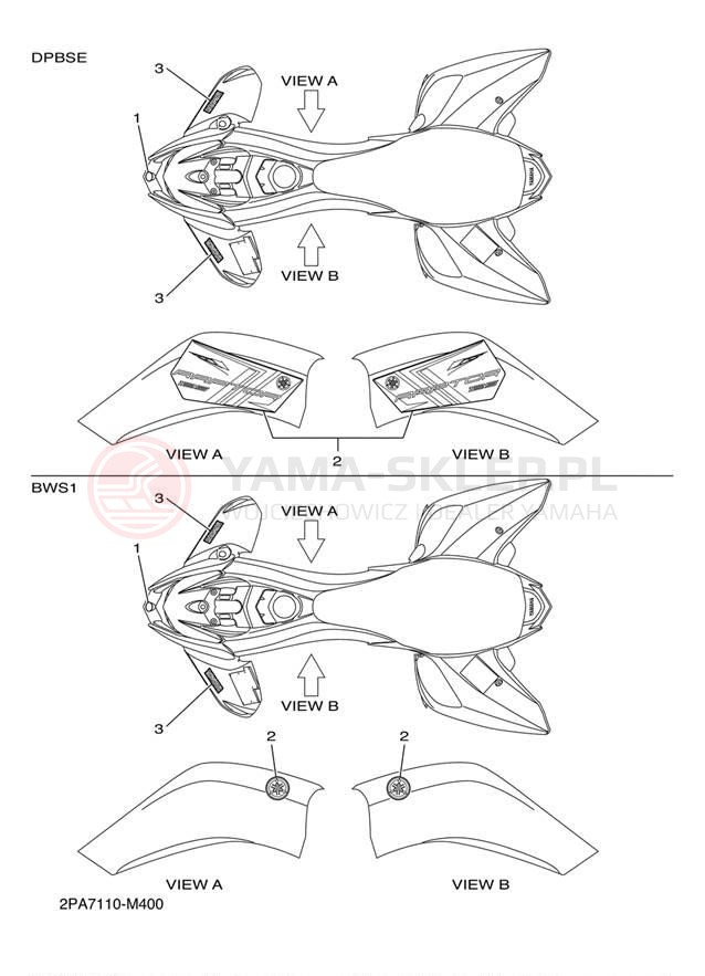 Schemat "naklejki" do Yamaha RAPTOR 125 YFM125RDW/YFM125RDL