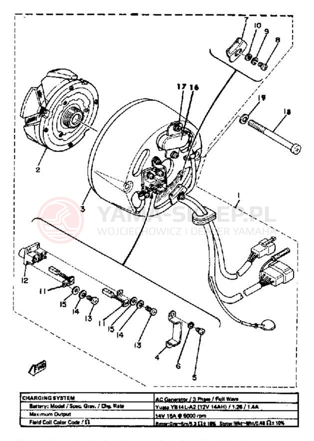 Schemat "Układ zapłonowy" do Yamaha XS650SG