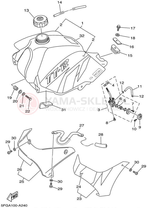 Schemat "zbiornik paliwa" do Yamaha TTR225 TTR225PC/TTR225P