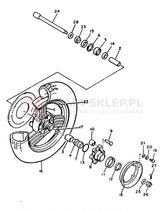 Schemat "Koło tył" do Yamaha VENTURE ROYAL XVZ13DUC/XVZ13DU