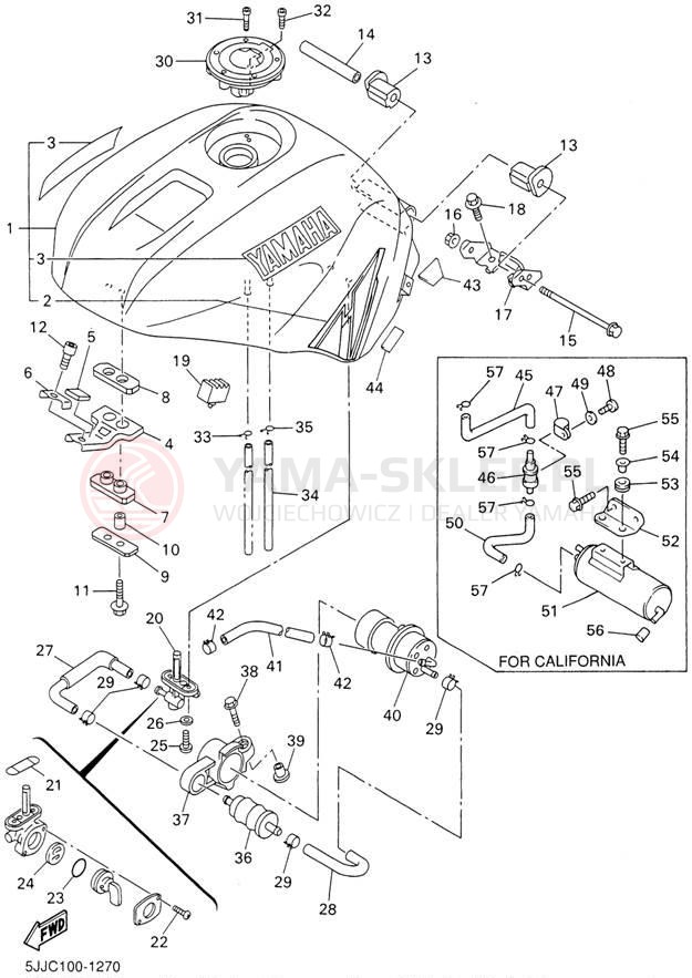 Schemat "zbiornik paliwa" do Yamaha YZFR1 YZFR1N/YZFR1NC