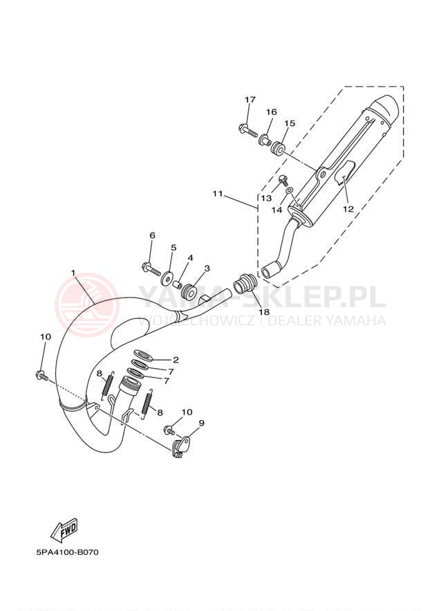 Schemat "Wydech końcowy" do Yamaha YZ85 YZ85R