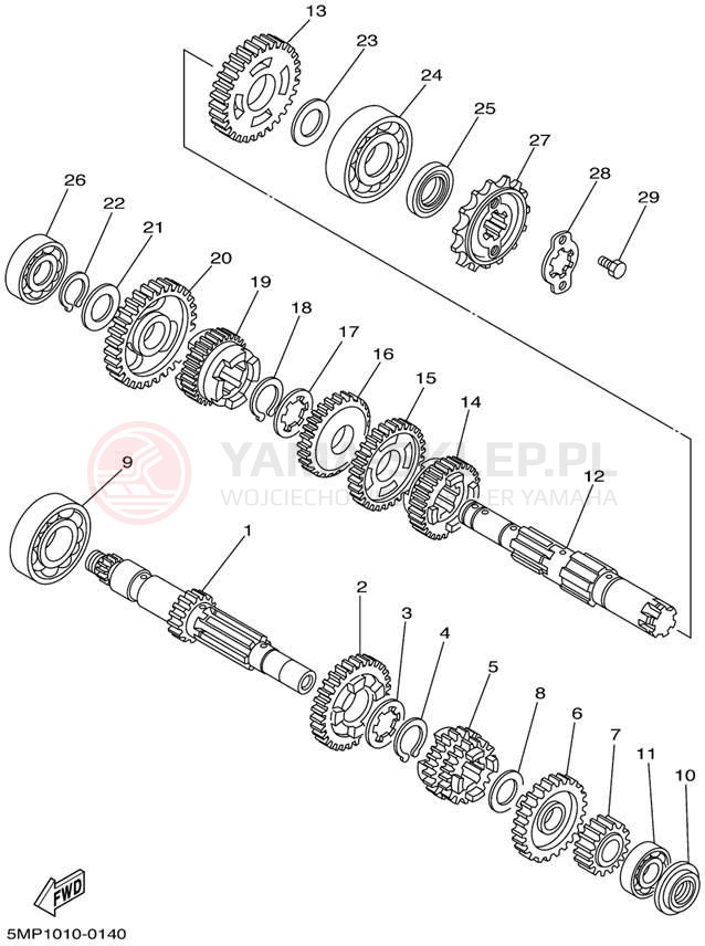 Schemat "Skrzynia biegów " do Yamaha TTR225 TTR225PC/TTR225P