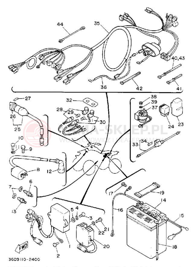 Schemat "układ elektryczny" do Yamaha YFM350XD