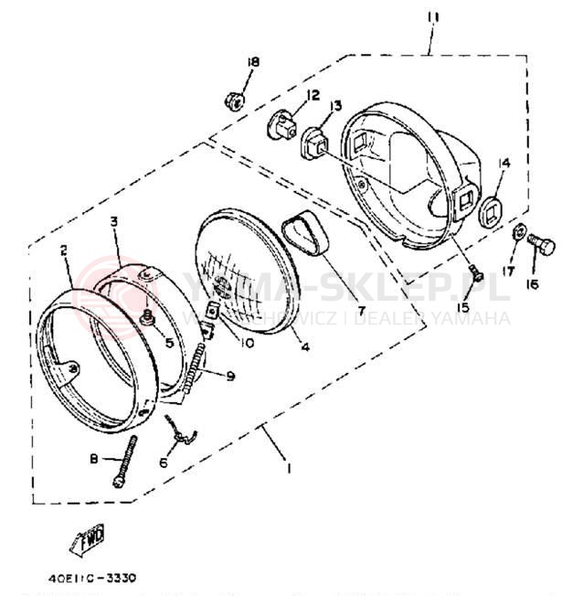 Schemat "Lampa przód" do Yamaha RX50L