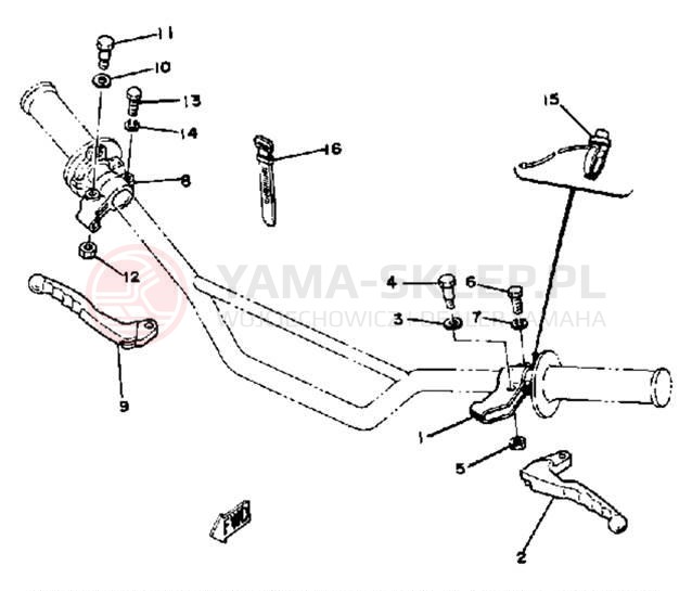 Schemat "Kierownica i osprzęt" do Yamaha YZ125E
