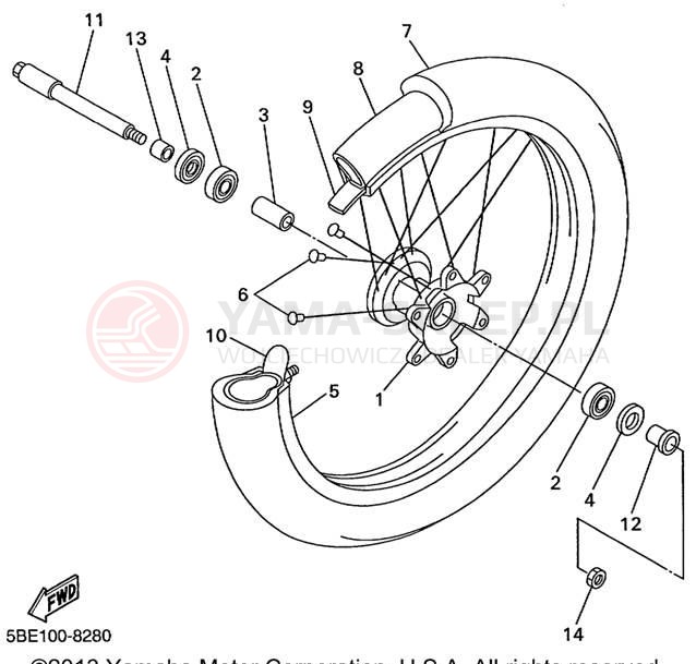 Schemat "Koło przód" do Yamaha YZ400FL