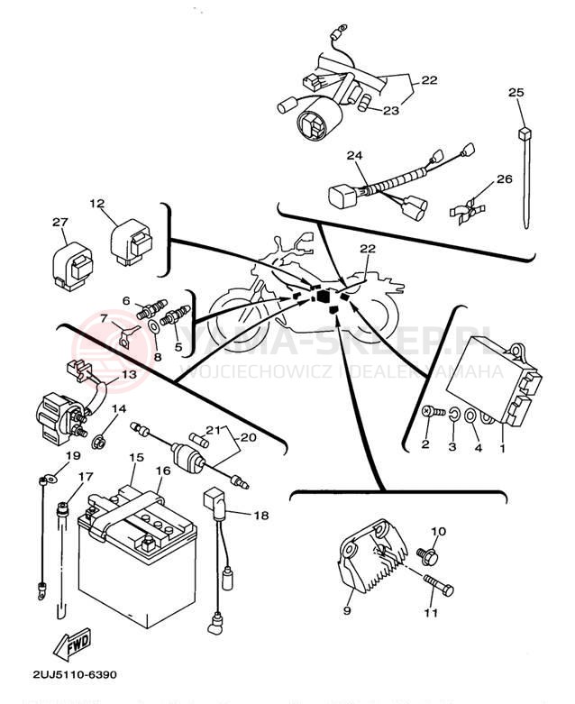 Schemat "układ elektryczny" do Yamaha VIRAGO 250 XV250KC/XV250K