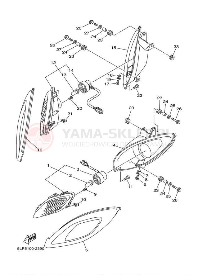 Schemat "Lampa przód" do Yamaha RAPTOR 660R YFM660RR