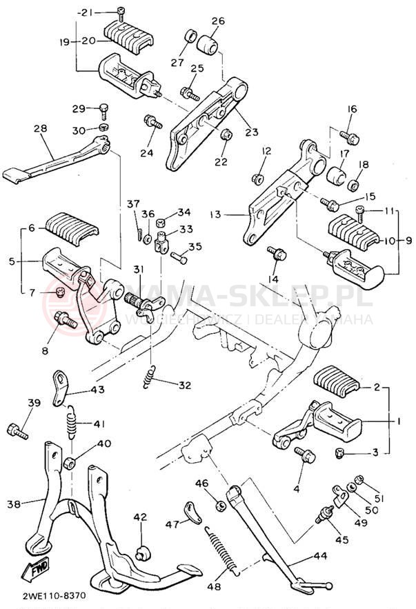 Schemat "Stopka postojowa i podnóżki" do Yamaha V-MAX 1200 VMX12G/VMX12GC