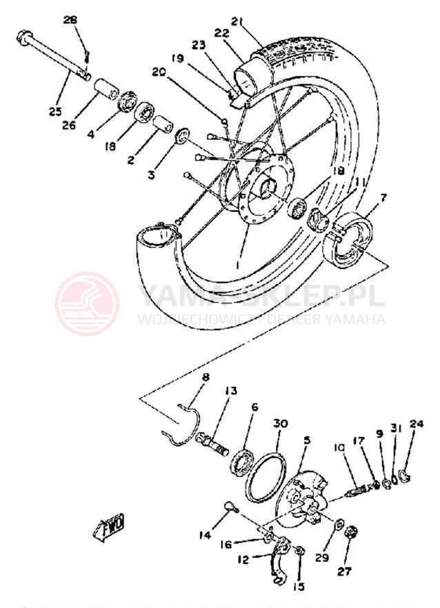 Schemat "Koło przód" do Yamaha QT502G/QT50