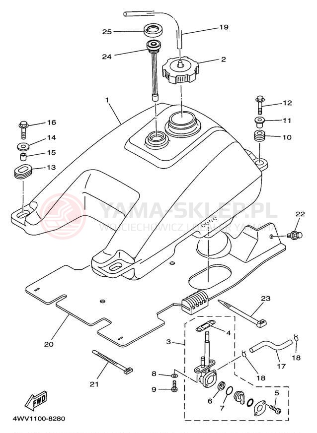 Schemat "zbiornik paliwa" do Yamaha GRIZZLY YFM600FWAK/YFM600FWAK