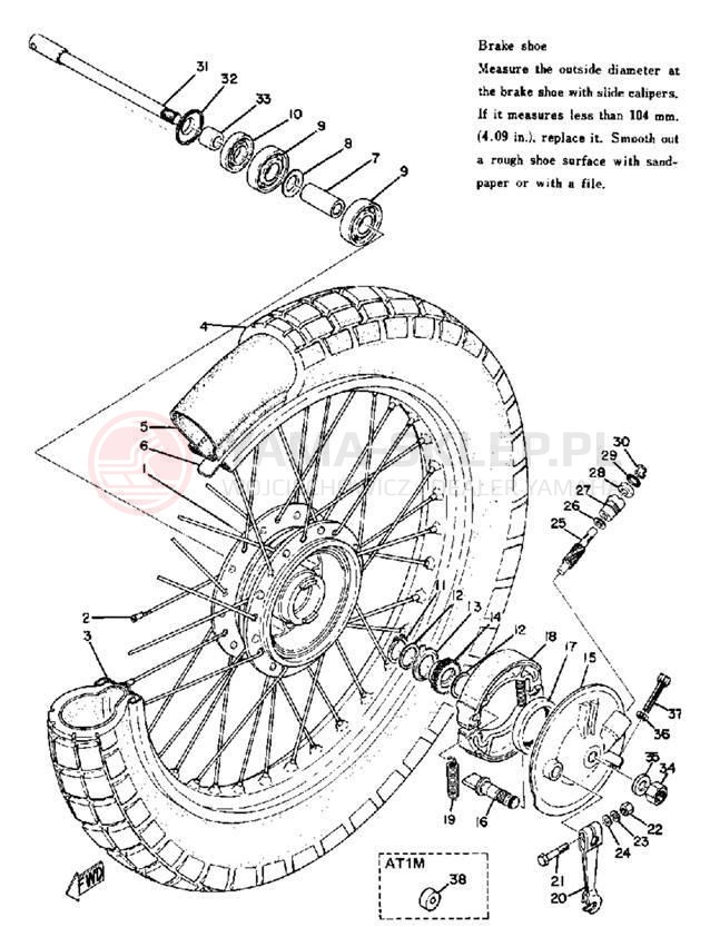 Schemat "Koło przód" do Yamaha AT1E/AT1M