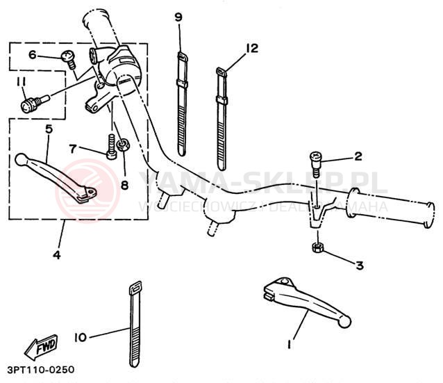 Schemat "Kierownica i osprzęt" do Yamaha YZINGER PW50L1