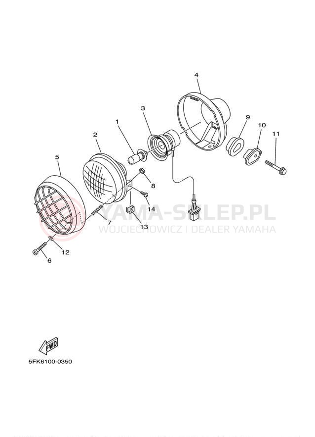 Schemat "Lampa przód" do Yamaha BANSHEE YFZ350M