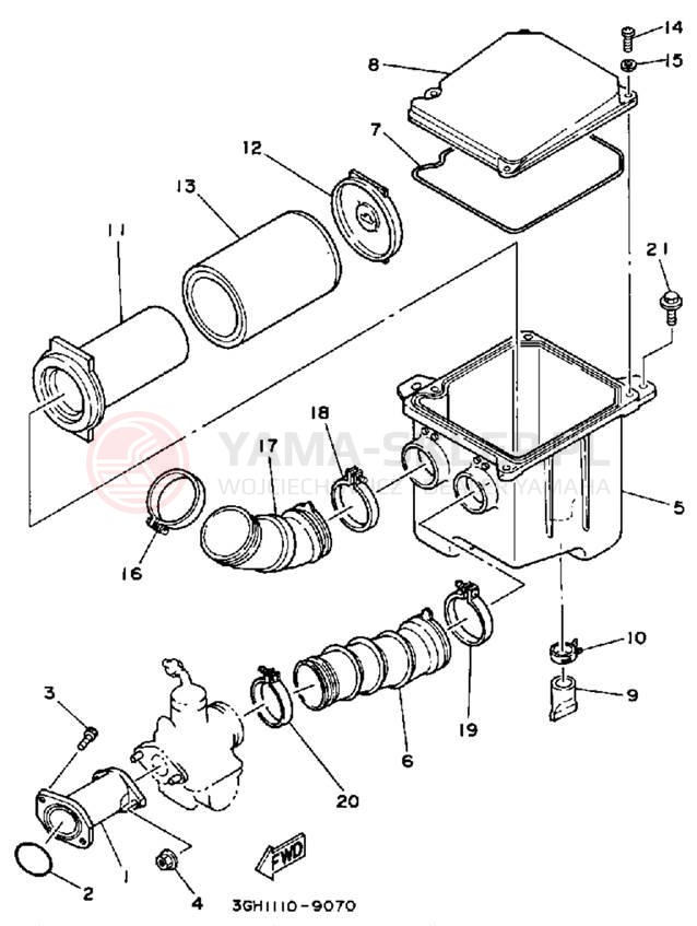 Schemat "Filtr powietrza" do Yamaha MOTO-4 YFM250B