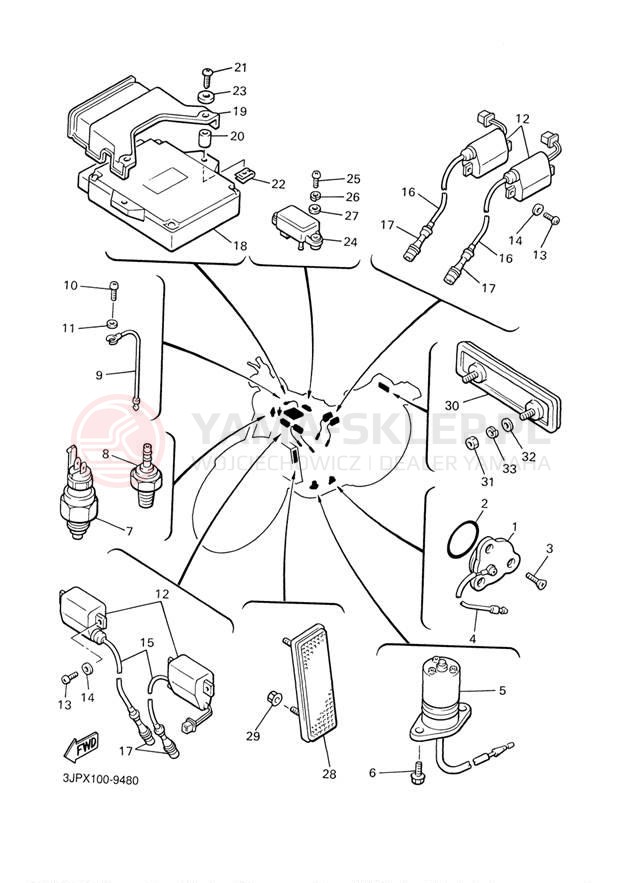 Schemat "układ elektryczny" do Yamaha V-MAX VMX1200NC/VMX1200N