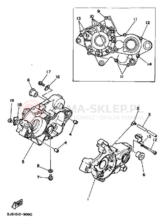 Schemat "Obudowa silnika" do Yamaha YZ125B