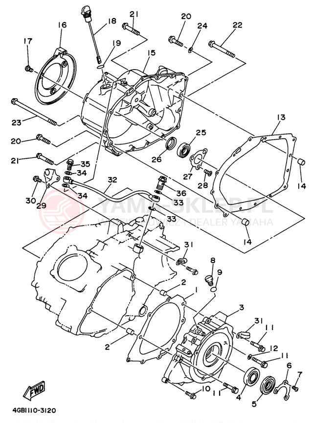 Schemat "Pokrywa silnika" do Yamaha KODIAK 4WD YFM400FWH