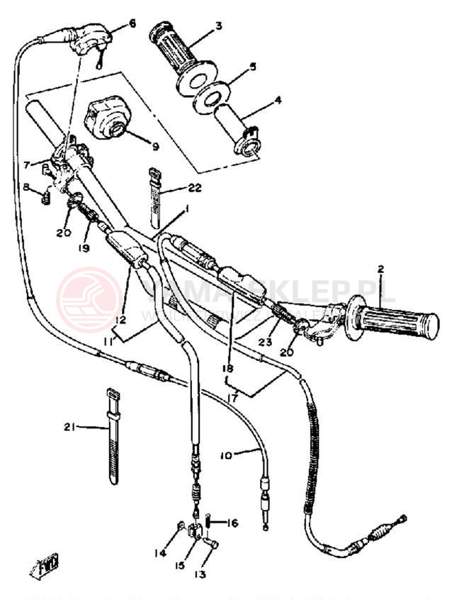 Schemat "Kierownica i osprzęt" do Yamaha YZ125G