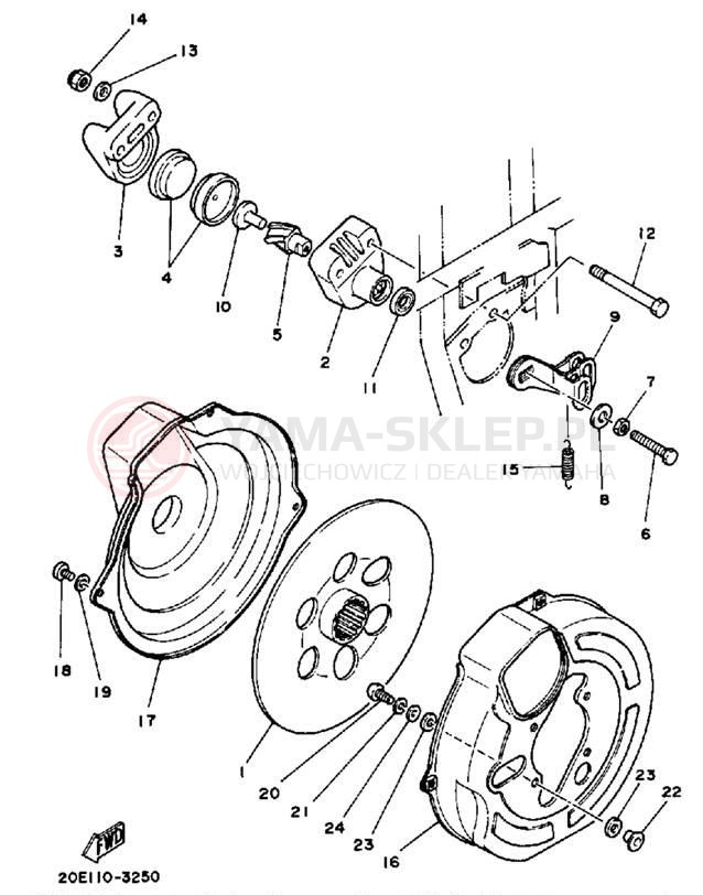 Schemat "Zacisk hamulcowy tylny" do Yamaha YT125K
