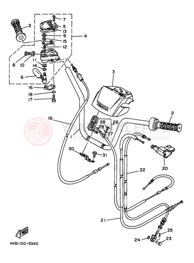 Schemat "Kierownica i osprzęt" do Yamaha WOLVERINE YFM35FXJ