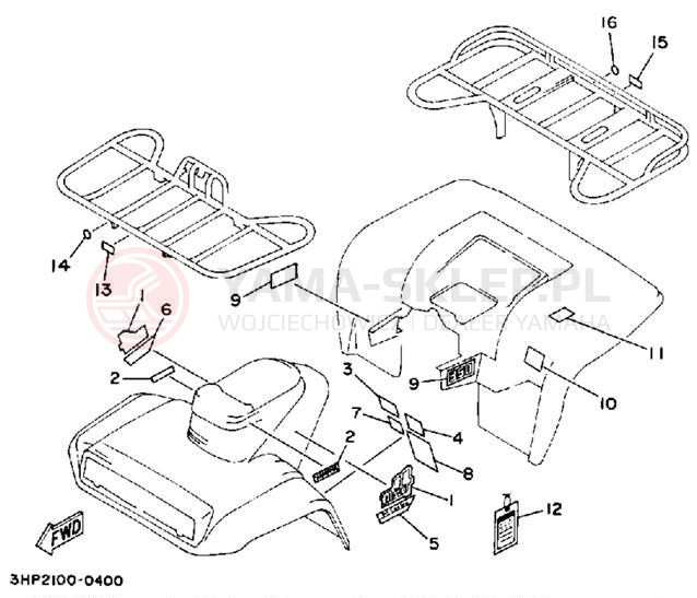 Schemat "naklejki" do Yamaha MOTO-4 YFM350ERA