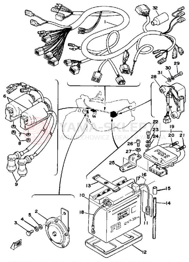 Schemat "układ elektryczny" do Yamaha XS360_2D