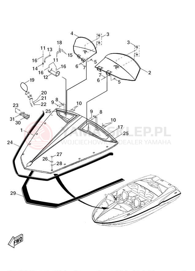 Schemat "DECK HATCH" do Yamaha XR1800 XRT1200Z