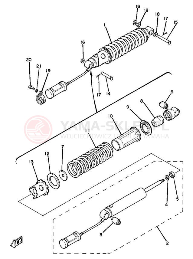 Schemat "zawieszenie tył" do Yamaha YZ80H