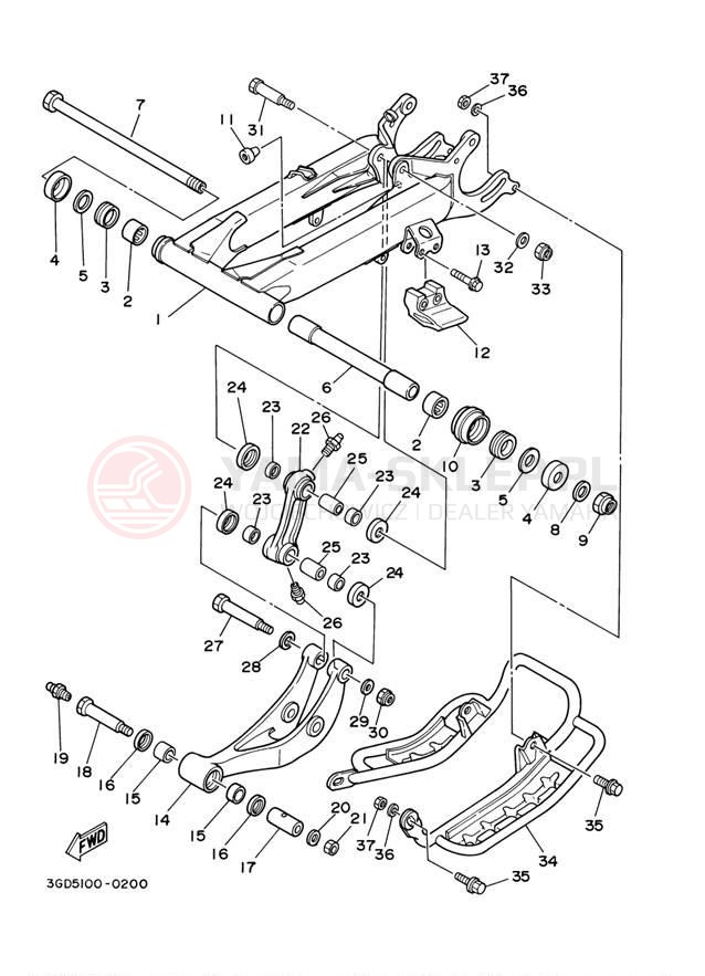 Schemat "wahacz" do Yamaha WARRIOR YFM350XRC/YFM350XR