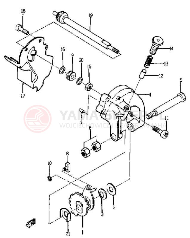Schemat "Dźwignia zmiany biegów, wałek" do Yamaha YJ2S/YJ1K