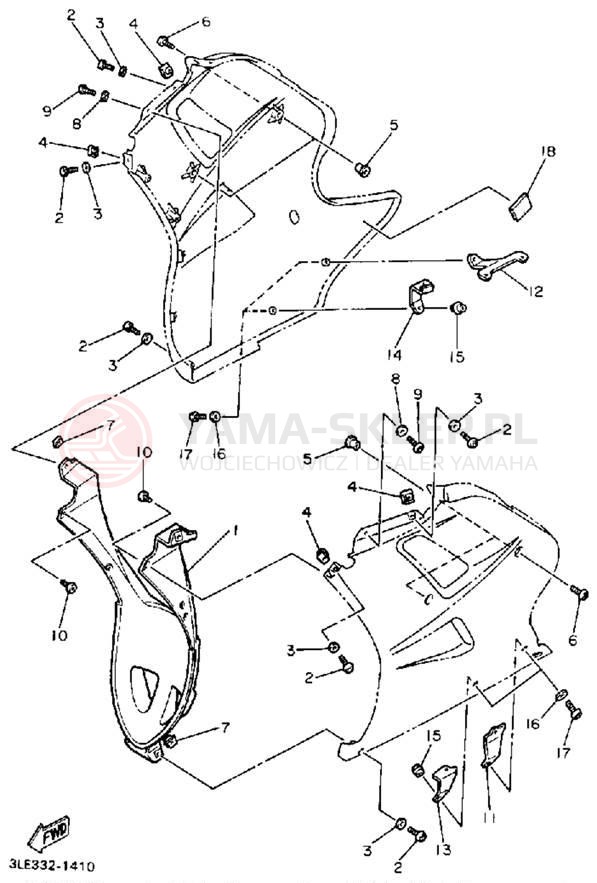 Schemat "elementy nadwozia" do Yamaha FZR1000BC/FZR1000B