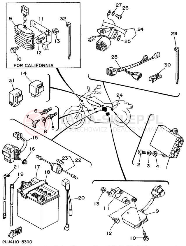Schemat "układ elektryczny" do Yamaha VIRAGO 250 XV250G/XV250GC