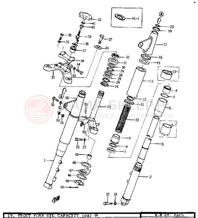 Schemat "Amortyzatory przód" do Yamaha YDS5/YM2C