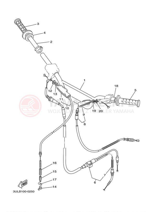 Schemat "Kierownica i osprzęt" do Yamaha RT100 RT100M