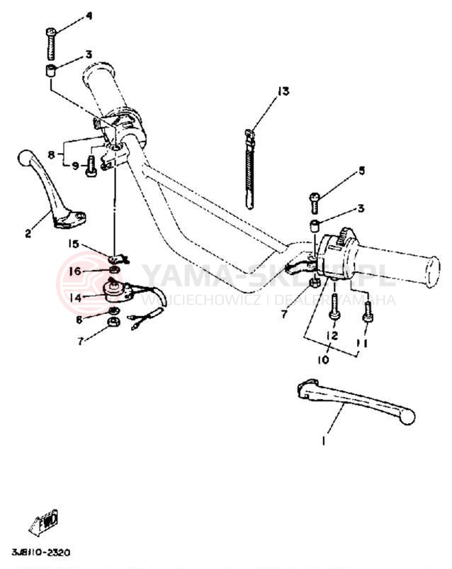 Schemat "Kierownica i osprzęt" do Yamaha DT80J
