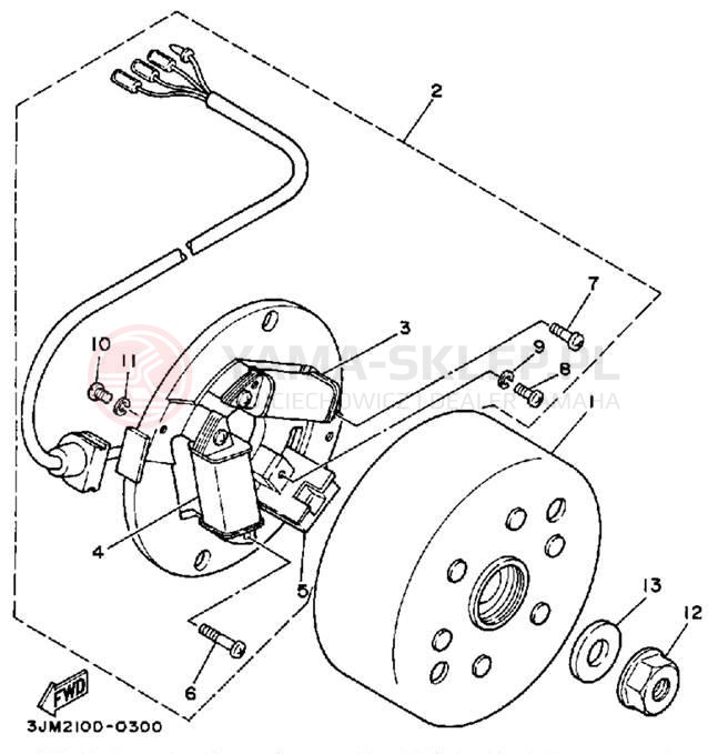 Schemat "prądnica" do Yamaha BLASTER YFS200B