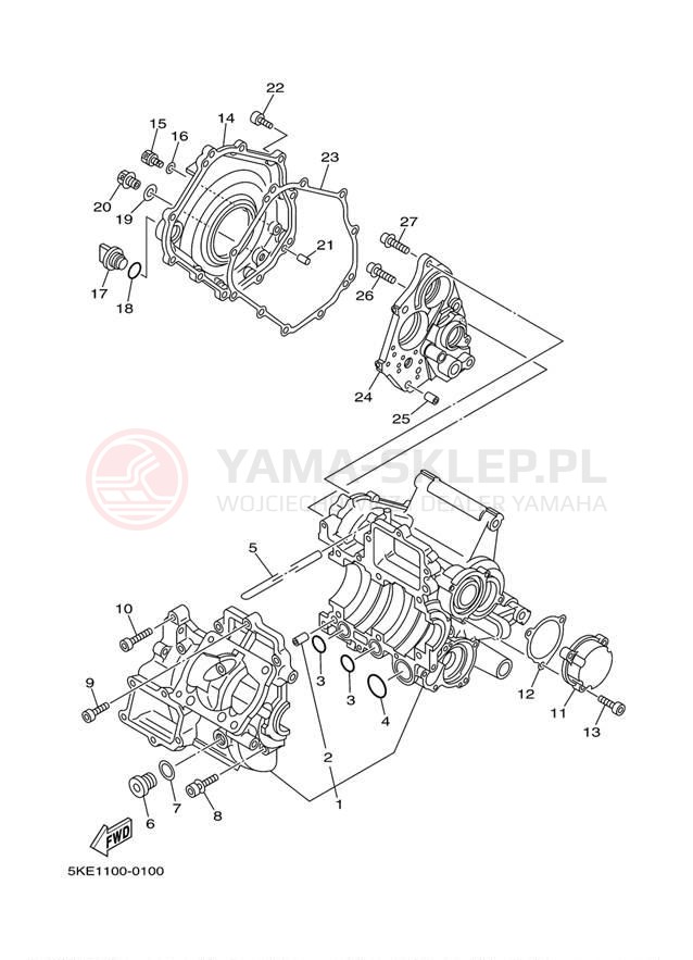 Schemat "Obudowa silnika" do Yamaha TZ250 TZ250M
