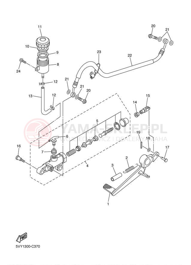 Schemat "Pompa hamulcowa tył" do Yamaha YZF-R1 YZFR1TC/YZFR1T
