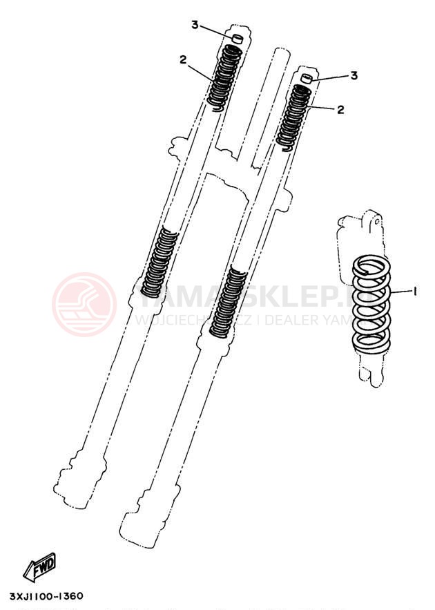 Schemat "Zawieszenie przód" do Yamaha YZ250 YZ250K1