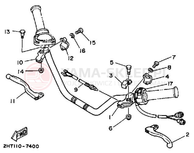 Schemat "Kierownica i osprzęt" do Yamaha MOTO-4 YFM350ERU