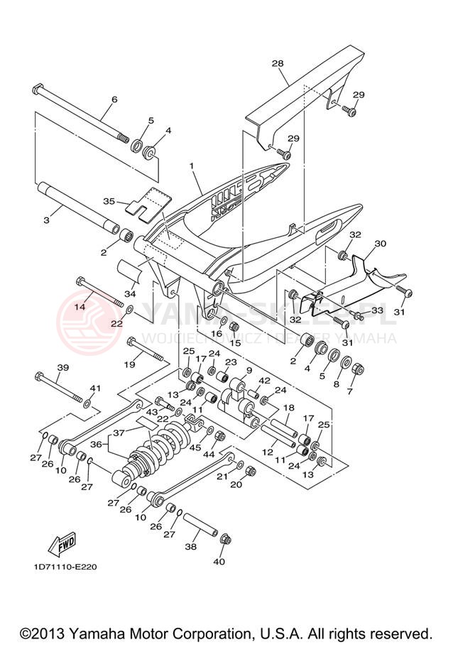 Schemat "wahacz, zawieszenie tył" do Yamaha STRATOLINER XV19CTV/XV19CTVC