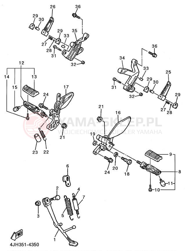 Schemat "Stopka postojowa i podnóżki" do Yamaha YZF600RHC/YZF600RH