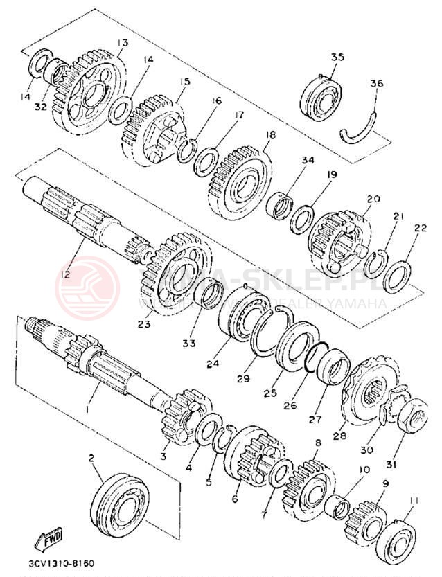 Schemat "Skrzynia biegów " do Yamaha FJ1200A/FJ1200AC