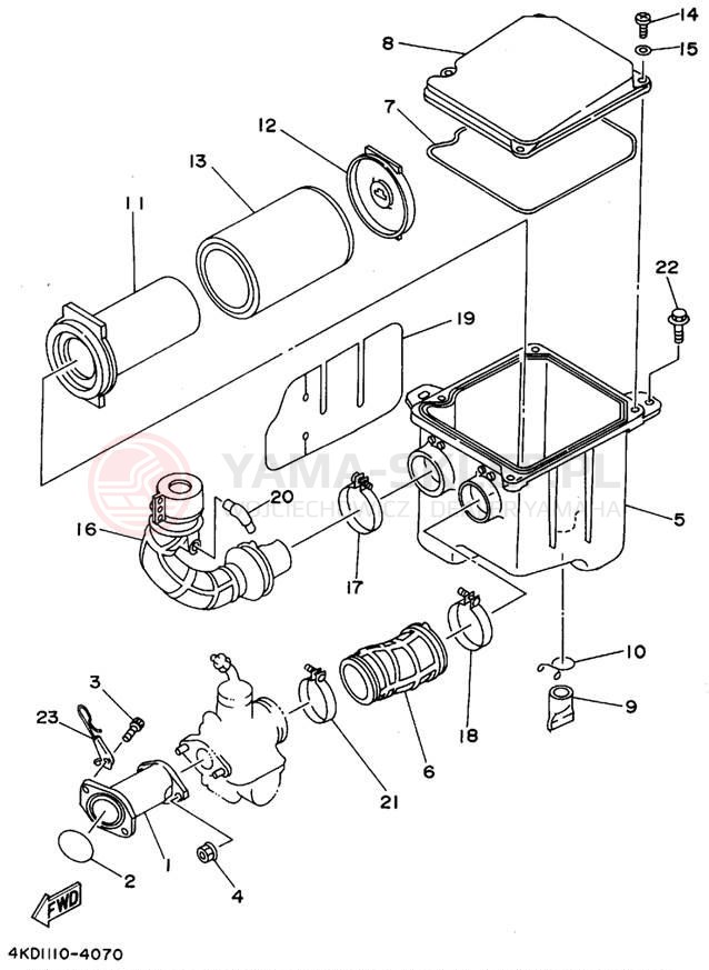 Schemat "Wtrysk paliwa" do Yamaha TIMBERWOLF 4WD YFB250FWF