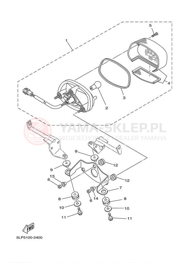 Schemat "lampa tył" do Yamaha 660R RAPTOR YFM660RT