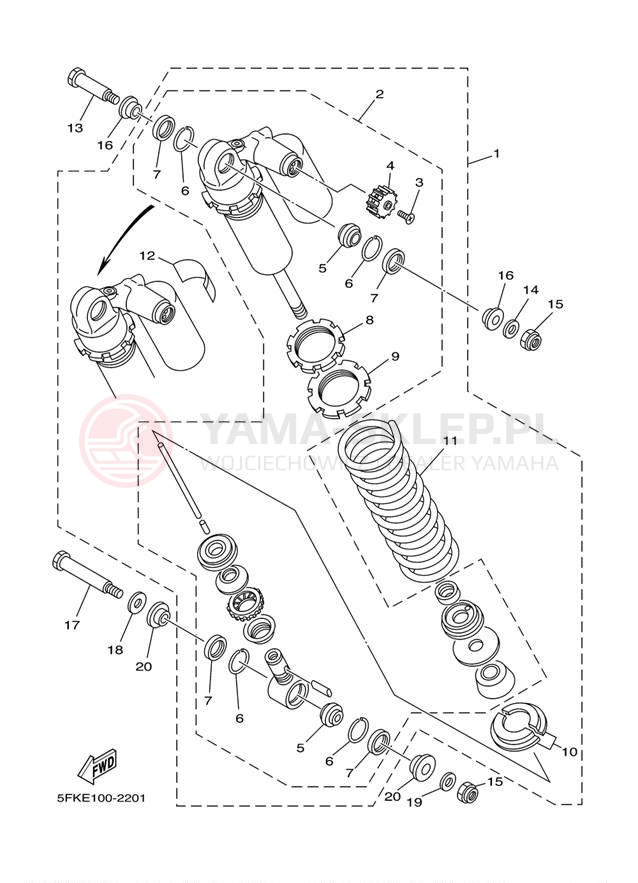 Schemat "zawieszenie tył" do Yamaha BANSHEE YFZ350R